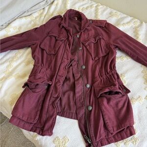 Free People Maroon Utility Jacket